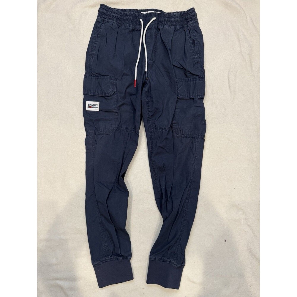 Tommy Hilfiger Mens Cargo Jogger Pants Navy Blue Sz XS Logo Patch Retail $80